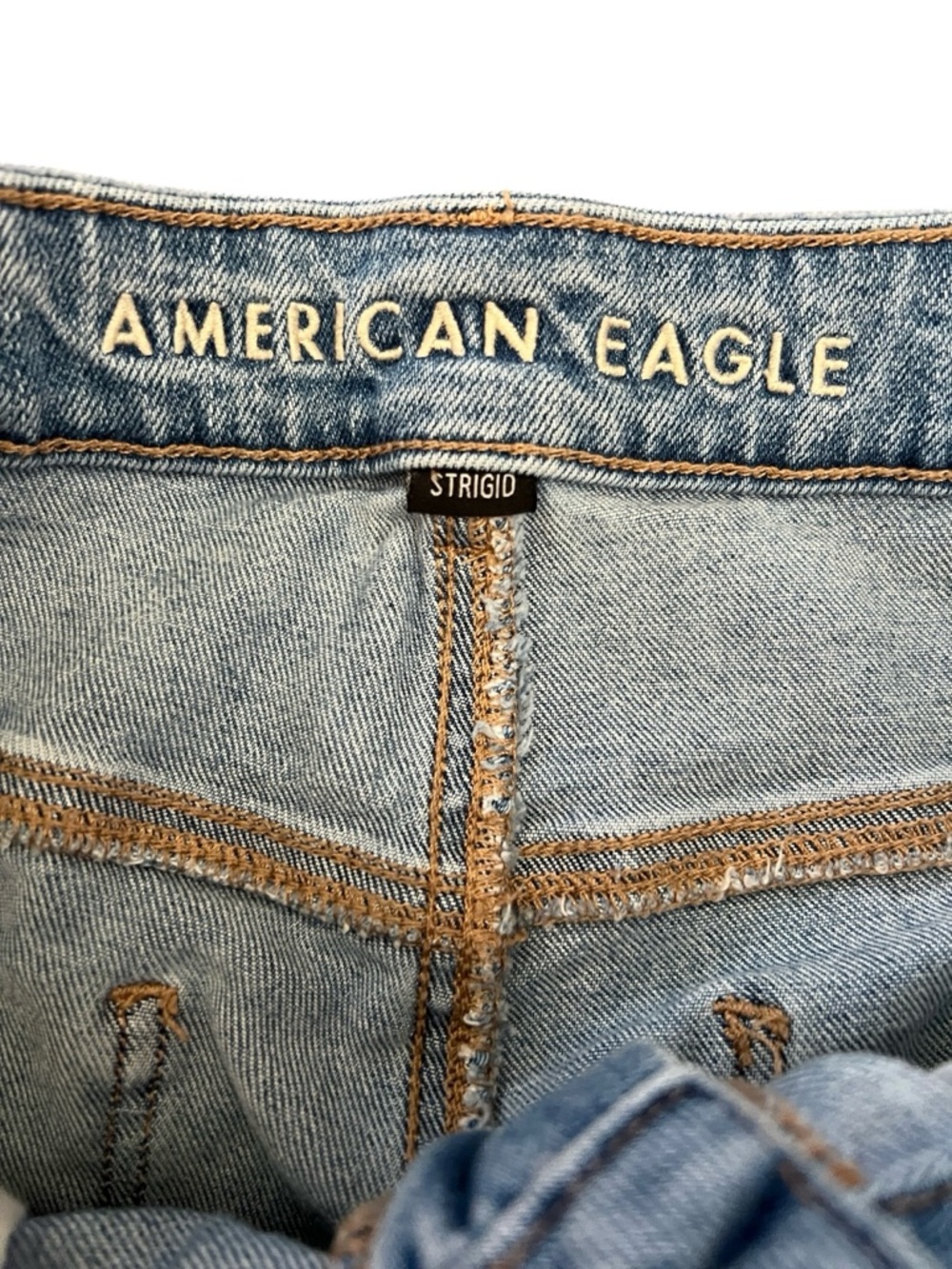 American Eagle Mom Jeans Women’s 16 Distressed Patch Raw Hem High Rise Denim - Picture 6 of 13